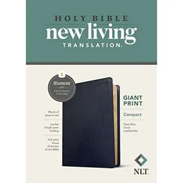 NLT Compact Giant Print Bible, Filament Enabled (LeatherLike, Navy Blue Cross, Red Letter)