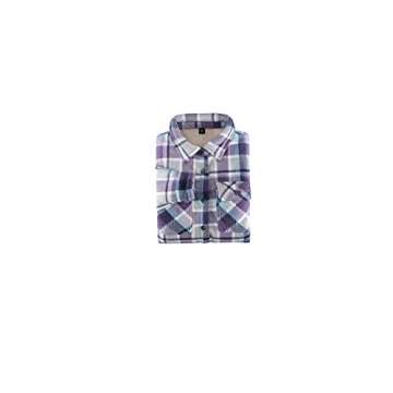 Womens Sherpa Fleece Lined Flannel Shirt Jacket Warm Button Up Plaid Shirt Jac (Sherpa Fleece Throughout) Purple M