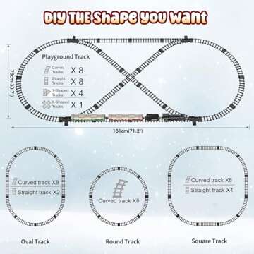 Hot Bee Train Set, Remote Control Train Toys with Luxury Track & Glowing Passenger Carriages, Metal Christmas Tree Train with Smoke, Light and Sound, Toy Train Set for 3 4 5 6 7+ Years Old Boys Gifts