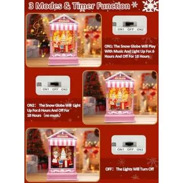 Lighted Pink Christmas Snow Globe Lantern for Home Decor