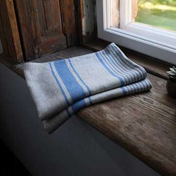 LinenMe Linen Bath Towel Blue Natural Provence 39" x 57"