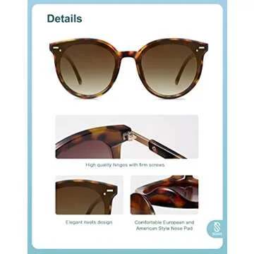 SOJOS Sunglasses Womens Trendy 2024 Classic Round Retro Vintage Shades Large Frame Sunnies SJ2067
