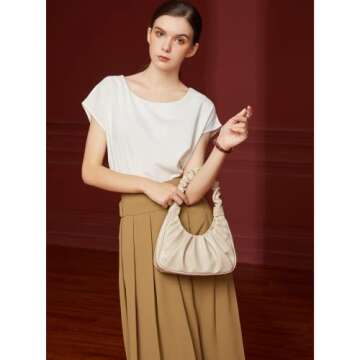 CYHTWSDJ fashionable for Women cute Hobo Tote handbag mini clutch with zipper (Beige)