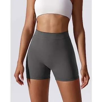 ABOCIW Biker Shorts Women V Back Scrunch Butt Workout Shorts High Waist Booty Yoga Shorts Tummy Control Running Athletic Gym Shorts Gray Small