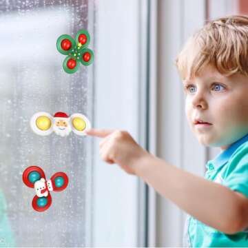 Jofan Christmas Suction Cup Spinner Toys for Toddlers