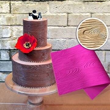 Create Stunning Cakes with AK ART KITCHENWARE Woodgrain Fondant Impression Mat
