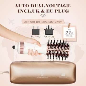 Travel Blow Dryer Brush in one, Dual Voltage Mini Hot Air Brush, Hair Trends Nano Titanium 2 Inch On...