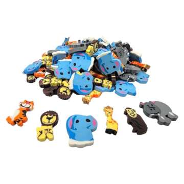 Mini Zoo Animal Erasers - Fun for All Ages - 144 Pack