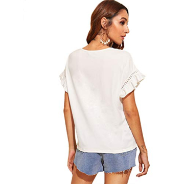 Stylish ROMWE Ruffle Trim Summer Blouse for Women