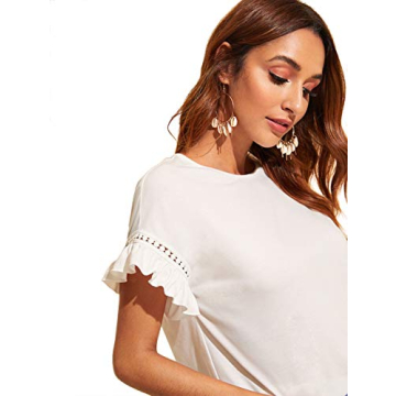 Stylish ROMWE Ruffle Trim Summer Blouse for Women