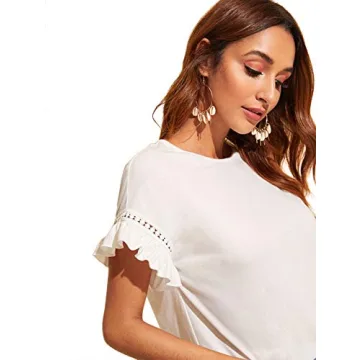 Stylish ROMWE Ruffle Trim Summer Blouse for Women