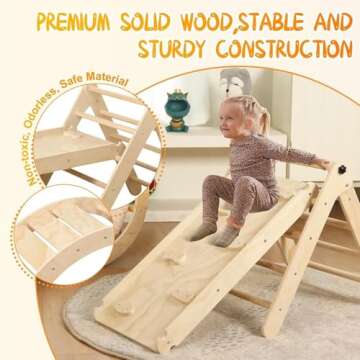 Pikler Triangle Set with Cushion, 7 in 1 Toddler Climbing Toys Indoor, Montessori Foldable Climbing ...