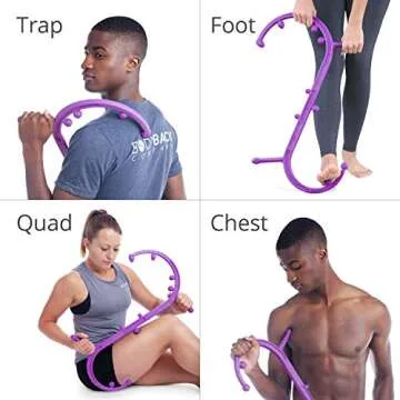 Body Back Buddy Elite (Upgraded 2021 Version) - Trigger Point Massage Tool, Neck and Back Massager Handheld, Manual Self Massager, Massage Cane, Muscle Knot Remover with Instructions (Purple)
