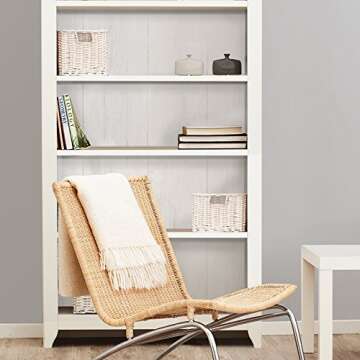 NuWallpaper NU3129 Reclaimed Shiplap Peel Stick Wallpaper, White & Off-White