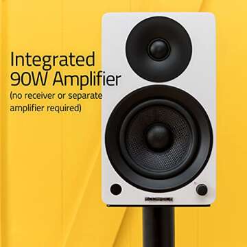 Fluance Ai41 Powered 2-Way 2.0 Stereo Bookshelf Speakers with 5" Drivers, 90W Amplifier for Turntabl...