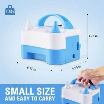 YIKEDA Electric Air Balloon Pump, Portable Dual Nozzle Electric Balloon Inflator/Blower for Party Decoration,Used to Quickly Fill Balloons - 110V 600W [Blue]