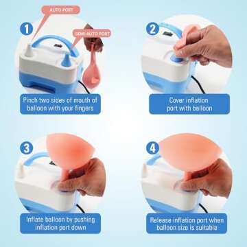 YIKEDA Electric Air Balloon Pump, Portable Dual Nozzle Electric Balloon Inflator/Blower for Party Decoration,Used to Quickly Fill Balloons - 110V 600W [Blue]