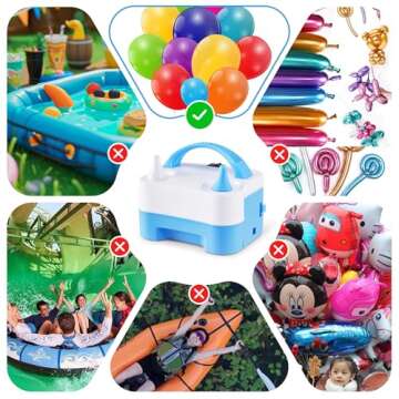 YIKEDA Electric Air Balloon Pump, Portable Dual Nozzle Electric Balloon Inflator/Blower for Party Decoration,Used to Quickly Fill Balloons - 110V 600W [Blue]