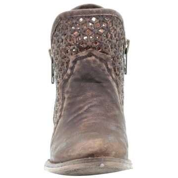 Corral Boots Women's Comfortable Leather Cowgirl Western Cut-Out Shortie Booties Boots, Brown, 9