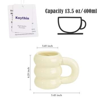 Koythin Ceramic Coffee Mug, Cute Creative Planetary Trajectory Shape Handle Mug Design for Office an...