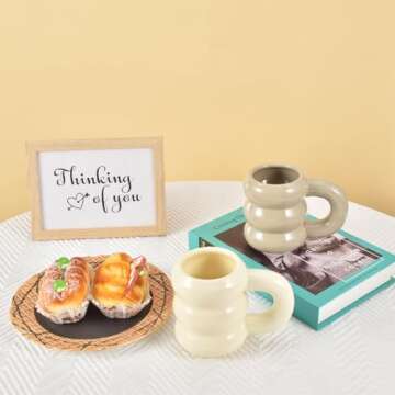 Koythin Ceramic Coffee Mug, Cute Creative Planetary Trajectory Shape Handle Mug Design for Office and Home, 13.5 oz/400 ml for Latte Tea Milk, Mothers Day Gifts (White)