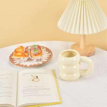 Koythin Ceramic Coffee Mug, Cute Creative Planetary Trajectory Shape Handle Mug Design for Office and Home, 13.5 oz/400 ml for Latte Tea Milk, Mothers Day Gifts (White)