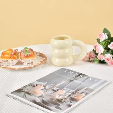 Koythin Ceramic Coffee Mug, Cute Creative Planetary Trajectory Shape Handle Mug Design for Office and Home, 13.5 oz/400 ml for Latte Tea Milk, Mothers Day Gifts (White)