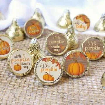 Rustic Fall Baby Shower Candy Stickers for Autumn Fun