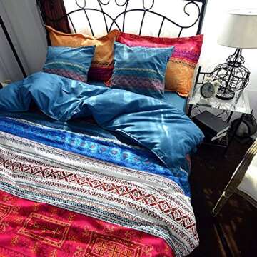 Dodou Boho Style Bedding Set Boho Duvet Cover Set Bohemian Bedding Set 3pcs Queen(No Comforter Insert)