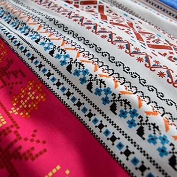 Dodou Boho Style Bedding Set Boho Duvet Cover Set Bohemian Bedding Set 3pcs Queen(No Comforter Insert)
