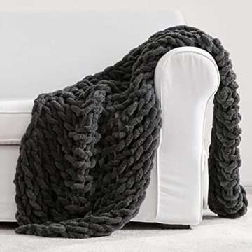 HBlife Chunky Knit Throw Blanket Soft Chenille Yarn Cozy Comfort