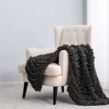 HBlife Chunky Knit Throw Blanket Soft Chenille Yarn Cozy Comfort