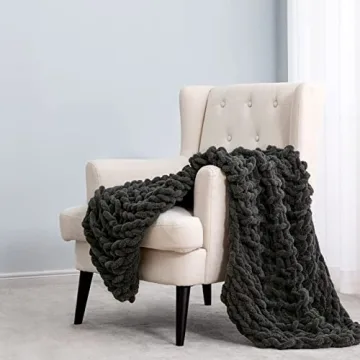 HBlife Chunky Knit Throw Blanket Soft Chenille Yarn Cozy Comfort