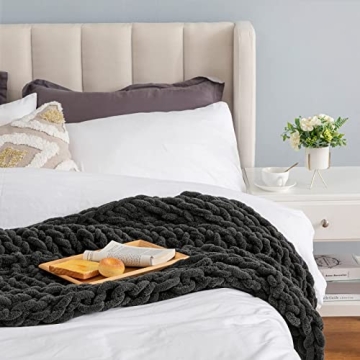 HBlife Chunky Knit Throw Blanket Soft Chenille Yarn Cozy Comfort