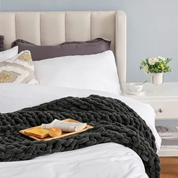 HBlife Chunky Knit Throw Blanket Soft Chenille Yarn Cozy Comfort
