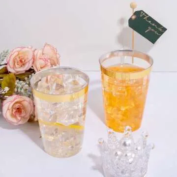 Gold Rimmed Disposable Cups 100 Pack for Upscale Events