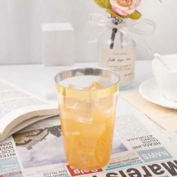 Gold Rimmed Disposable Cups 100 Pack for Upscale Events