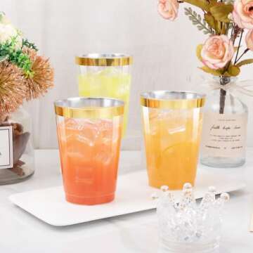 Gold Rimmed Disposable Cups 100 Pack for Upscale Events