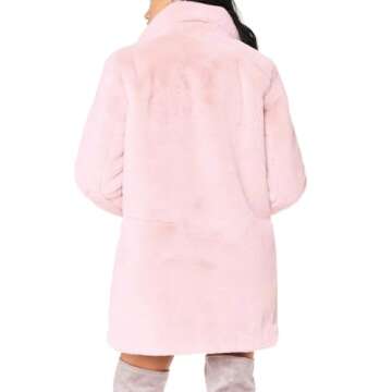 TOPONSKY Pinot Furry Jackets Collar Faux Fur Fluffy Winter Women Fuzzy Coat Pink L