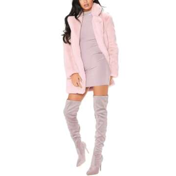 TOPONSKY Faux Fur Fluffy Winter Women Jacket in Pink