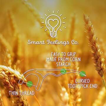 Biodegradable Dental Floss Picks 100 Count 2 Packs | Eco-Friendly Bamboo Like Straw Wheat Sustainable Mint Flavored Flossers for Kids and Adult Teeth Cleaning for The Enviromentally Conscious