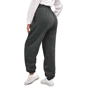 ZAFUL Women's Sweatpants Warm Fleece Lined High Waisted Jogger Pants Athletic Track Pants with Pockets Dark Gray X-Large