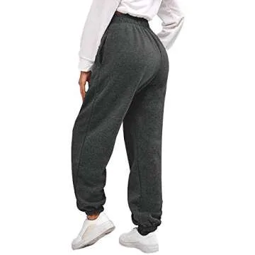 ZAFUL Women's Sweatpants Warm Fleece Lined High Waisted Jogger Pants Athletic Track Pants with Pockets Dark Gray X-Large
