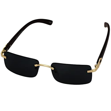 Elite Rectangular Metal & Wood Aviator Sunglasses for Style