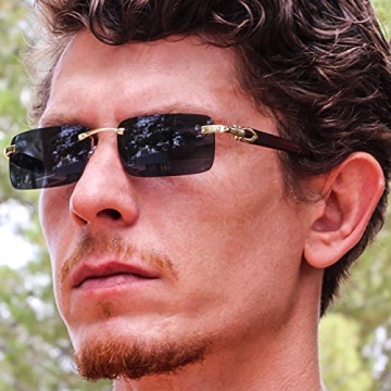 Elite Rectangular Metal & Wood Aviator Sunglasses for Style