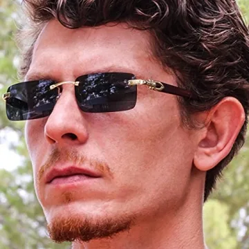 Elite Rectangular Metal & Wood Aviator Sunglasses for Style