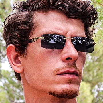 Elite Rectangular Metal & Wood Aviator Sunglasses for Style