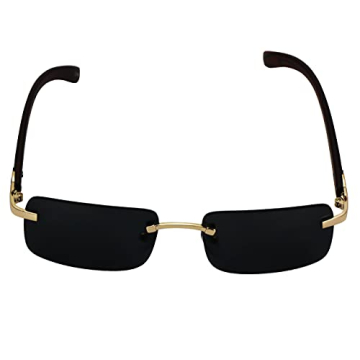 Elite Rectangular Metal & Wood Aviator Sunglasses for Style