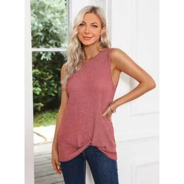MIHOLL Casual Sleeveless Twist Knot Tank Top for Women