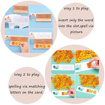 Educational Toys, Alphabet Flash Cards Spelling Learning Toys for Toddlers 3 4 5 Year Old Preschool ABC Matching Letter Flash Card Games for Kids 3-8 Years Old Boys Girls Gift